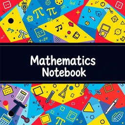 A vibrant and creative notebook cover design for a mathematics notebook
