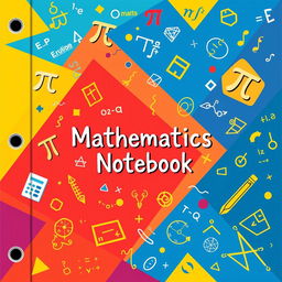 A vibrant and creative notebook cover design for a mathematics notebook