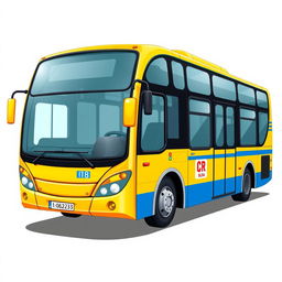 A detailed sprite illustration of a Russian city bus, featuring a bright and colorful design typical of public transport in Russia