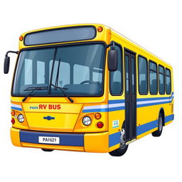 A detailed sprite illustration of a Russian city bus, featuring a bright and colorful design typical of public transport in Russia