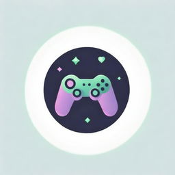 Design an engaging gaming logo using a dynamic mix of green and purple colours, incorporating elements reminiscent of the gaming world.