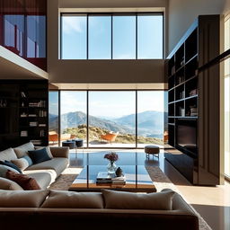 A contemporary living room featuring stunning modern Italian style lacquered libraries, designed with a high-gloss finish that reflects sophistication