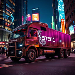 A robust truck featuring a striking serpent emblem and the name 'Serpens' displayed prominently