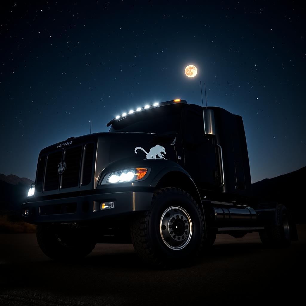 A stunning truck at night featuring the Serpens emblem prominently displayed