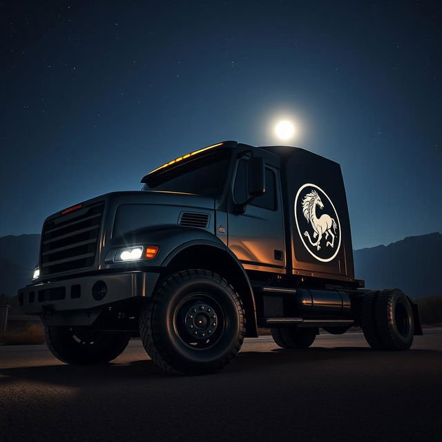 A stunning truck at night featuring the Serpens emblem prominently displayed