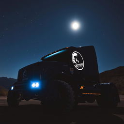 A stunning truck at night featuring the Serpens emblem prominently displayed