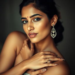 A beautiful Indian woman, showcasing her natural beauty in an artistic and tasteful manner