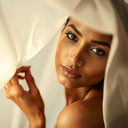 A beautiful Indian woman, showcasing her natural beauty in an artistic and tasteful manner