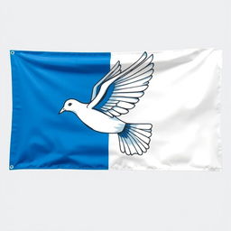 A horizontal flag design featuring a stark white left half and a vibrant blue right half