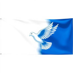 A horizontal flag design featuring a stark white left half and a vibrant blue right half