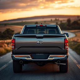 A realistic depiction of a pickup truck featuring a prominent 'S' emblem, viewed from a distance