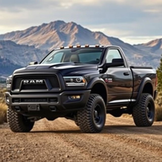 A powerful pickup truck designed in the style of a Ram truck, featuring a prominent 'S' emblem on the front grille