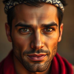 A charismatic and masculine man from the Middle East with rich brown eyes