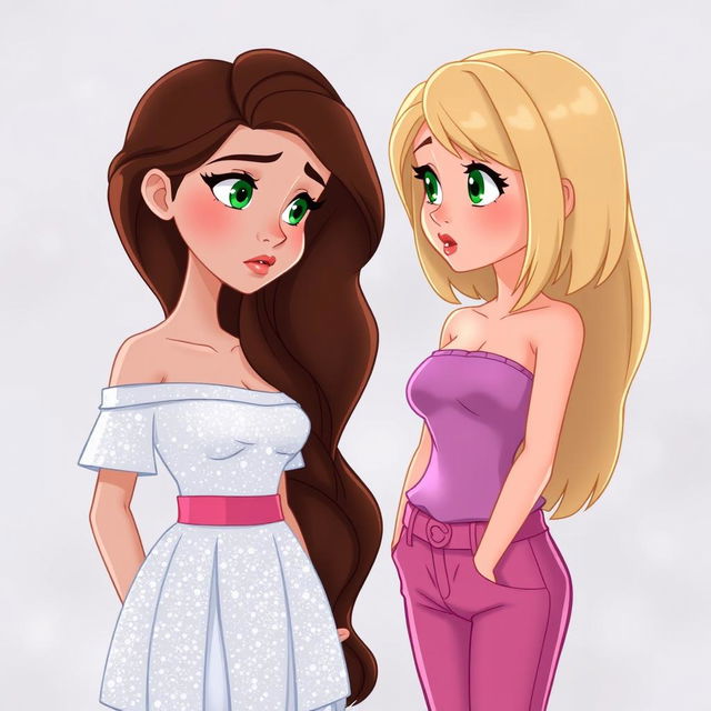 A cartoon depiction of two characters who are the same person at different points in life, staring at each other with a reflective expression