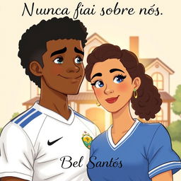 A hand-drawn illustration style that is not realistic, featuring an interracial couple at the center