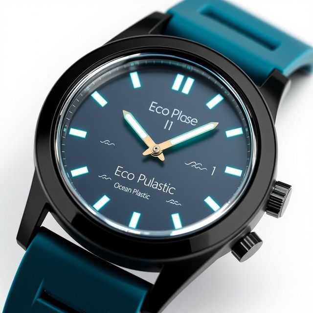 A stylish and innovative sustainable watch named 'Eco Pulse I', designed with a contemporary flair