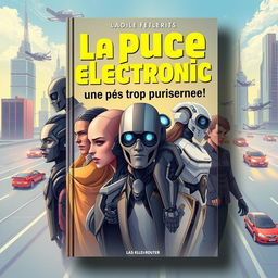 A book cover design featuring the title 'La puce électronique une peux trop puissante!' prominently displayed