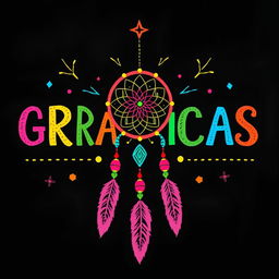 A vibrant and colorful chalkboard illustration featuring the word “GRACIAS” prominently displayed in a variety of bright colors