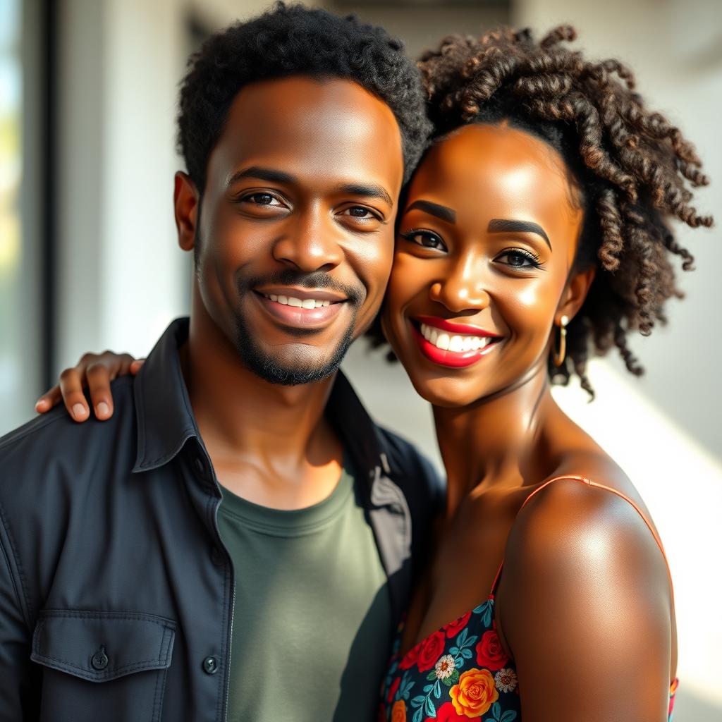 A striking portrait of British actor Max Minghella posing alongside a beautiful Black woman