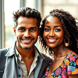 A striking portrait of British actor Max Minghella posing alongside a beautiful Black woman