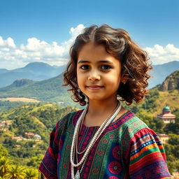 A young girl with curly brown hair, displaying Venezuelan, Spanish, and unknown ethnic features