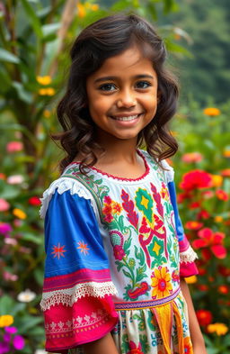 A young girl with a blend of Venezuelan and Spanish features, showcasing her unique ethnic background