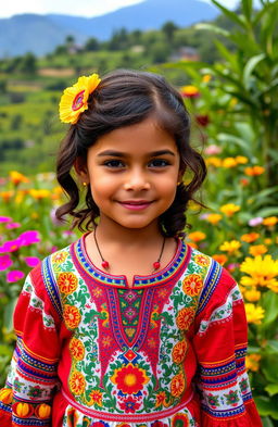 A young girl with a blend of Venezuelan and Spanish features, showcasing her unique ethnic background