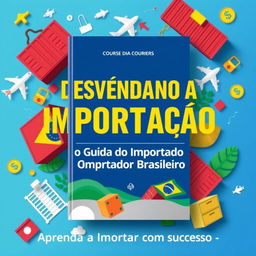 An engaging and eye-catching ebook cover design for the course titled 'Desvendando a Importação: O Guia do Importador Brasileiro'