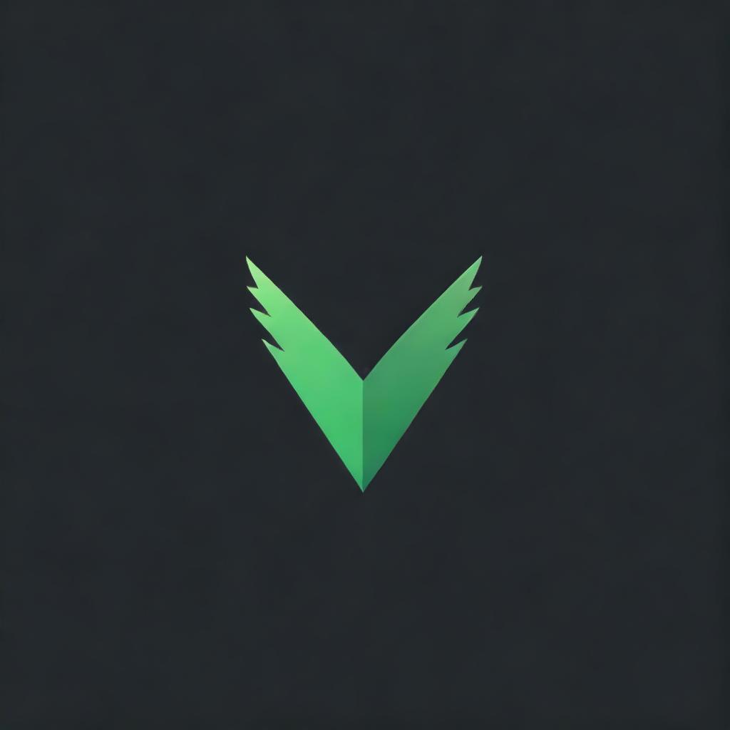 Create a gaming logo with a vivid green 'V' prominently displayed against a stark black background.