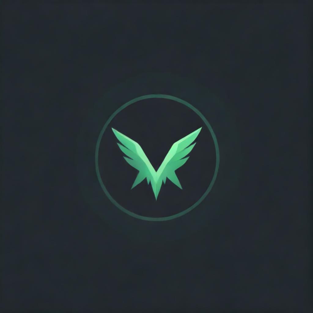 Craft a gaming logo featuring a radiant green 'V' encased within a circle, all highlighted against a deep black background.