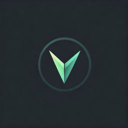 Craft a gaming logo featuring a radiant green 'V' encased within a circle, all highlighted against a deep black background.