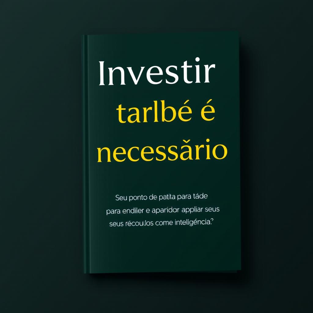 An elegant ebook cover design featuring the title 'Investir também é necessário' in bold, modern typography and the subtitle 'Seu ponto de partida para entender e aplicar seus recursos com inteligência' in a smaller, clean font