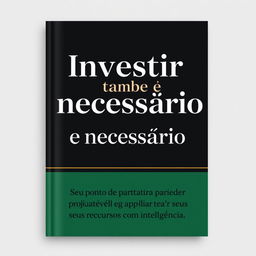 An elegant ebook cover design featuring the title 'Investir também é necessário' in bold, modern typography and the subtitle 'Seu ponto de partida para entender e aplicar seus recursos com inteligência' in a smaller, clean font