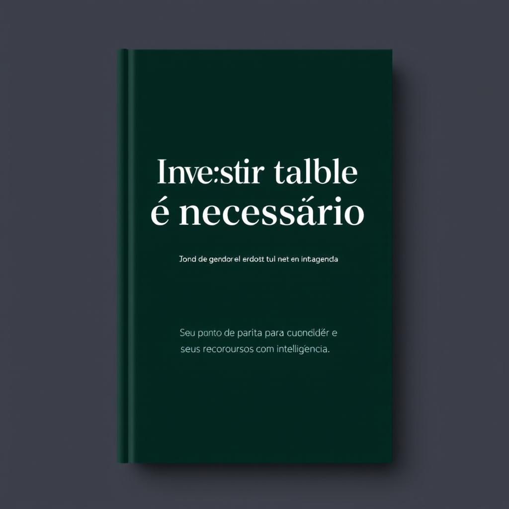 An elegant ebook cover design featuring the title 'Investir também é necessário' in bold, modern typography and the subtitle 'Seu ponto de partida para entender e aplicar seus recursos com inteligência' in a smaller, clean font