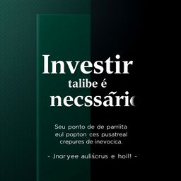 An elegant ebook cover design featuring the title 'Investir também é necessário' in bold, modern typography and the subtitle 'Seu ponto de partida para entender e aplicar seus recursos com inteligência' in a smaller, clean font