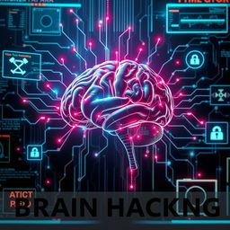 A visually striking digital artwork representing the concept of brain hacking