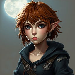 A beautifully painted portrait of a female halfling rogue, showcasing her adventurous spirit