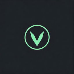 Illustrate a potent gaming logo, it should feature a vibrant green 'V' enclosed in a circle, all set on an intense black background.