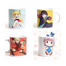 A delightful collection of anime-themed mugs, with each mug displayed in a separate image