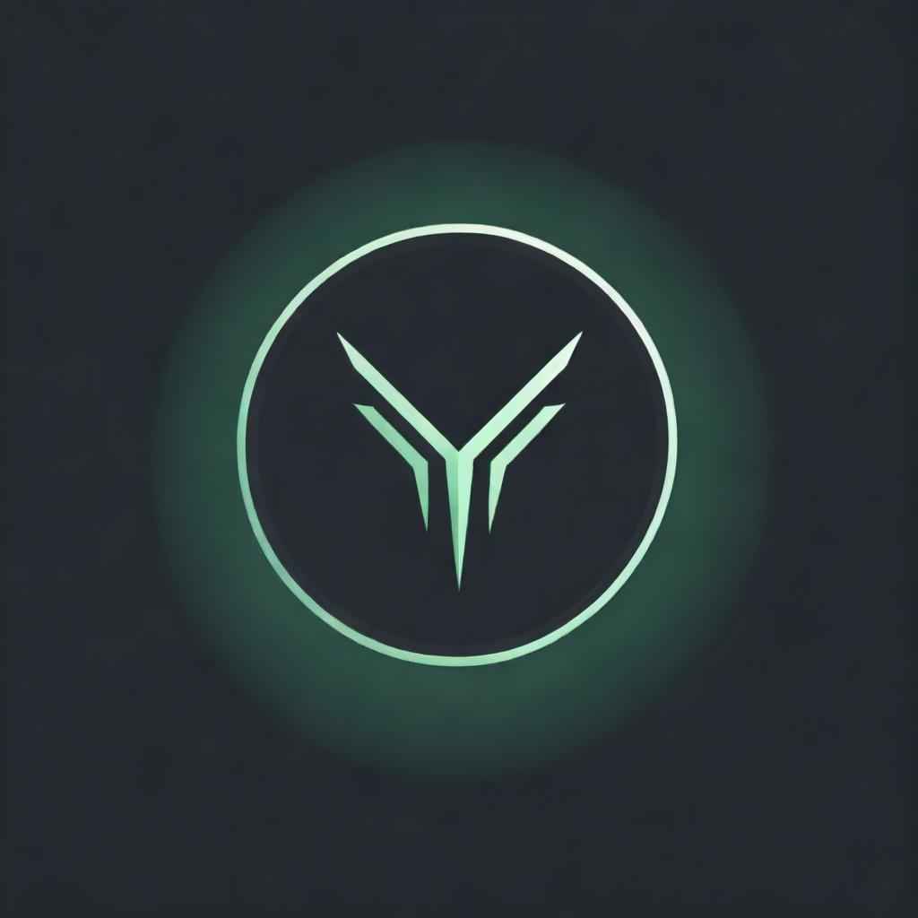 Craft a compelling gaming logo featuring a radiant green 'V' situated within a circle, all against a stark black backdrop.