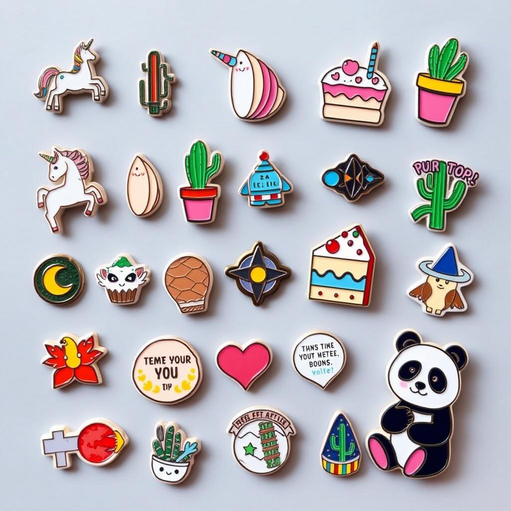 An enchanting collection of 20 unique pins, each depicted in its own individual image, celebrating a wide variety of themes and designs