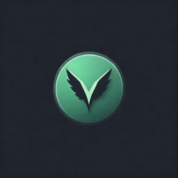 Craft a compelling gaming logo featuring a radiant green 'V' situated within a circle, all against a stark black backdrop.