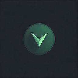 Craft a compelling gaming logo featuring a radiant green 'V' situated within a circle, all against a stark black backdrop.