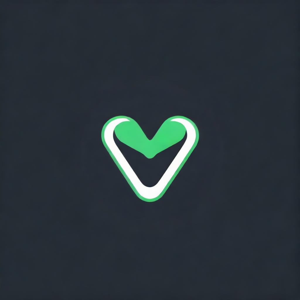 Create a vivid gaming logo showcasing a bright green 'V', encased within a painted-style circle, all set against a contrasting black background.