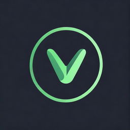 Create a vivid gaming logo showcasing a bright green 'V', encased within a painted-style circle, all set against a contrasting black background.