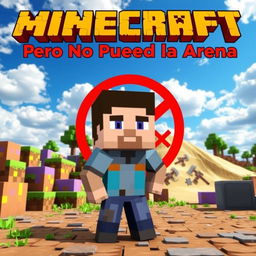 A vibrant and eye-catching YouTube thumbnail for a video titled 'Minecraft Pero No Puedo Tocar la Arena'