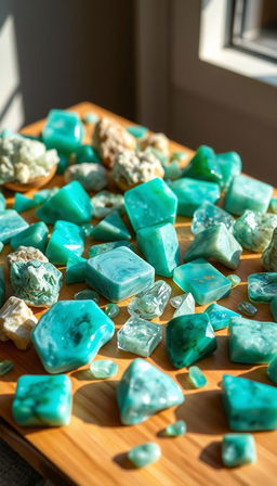 An expansive display of Amazonite crystals, showcasing their vibrant turquoise and green hues in various sizes and shapes