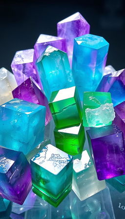 A captivating collection of Fluorite crystals displayed against a transparent background