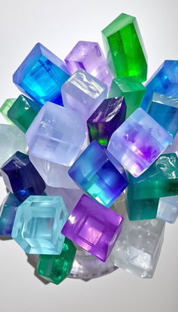 A captivating collection of Fluorite crystals displayed against a transparent background