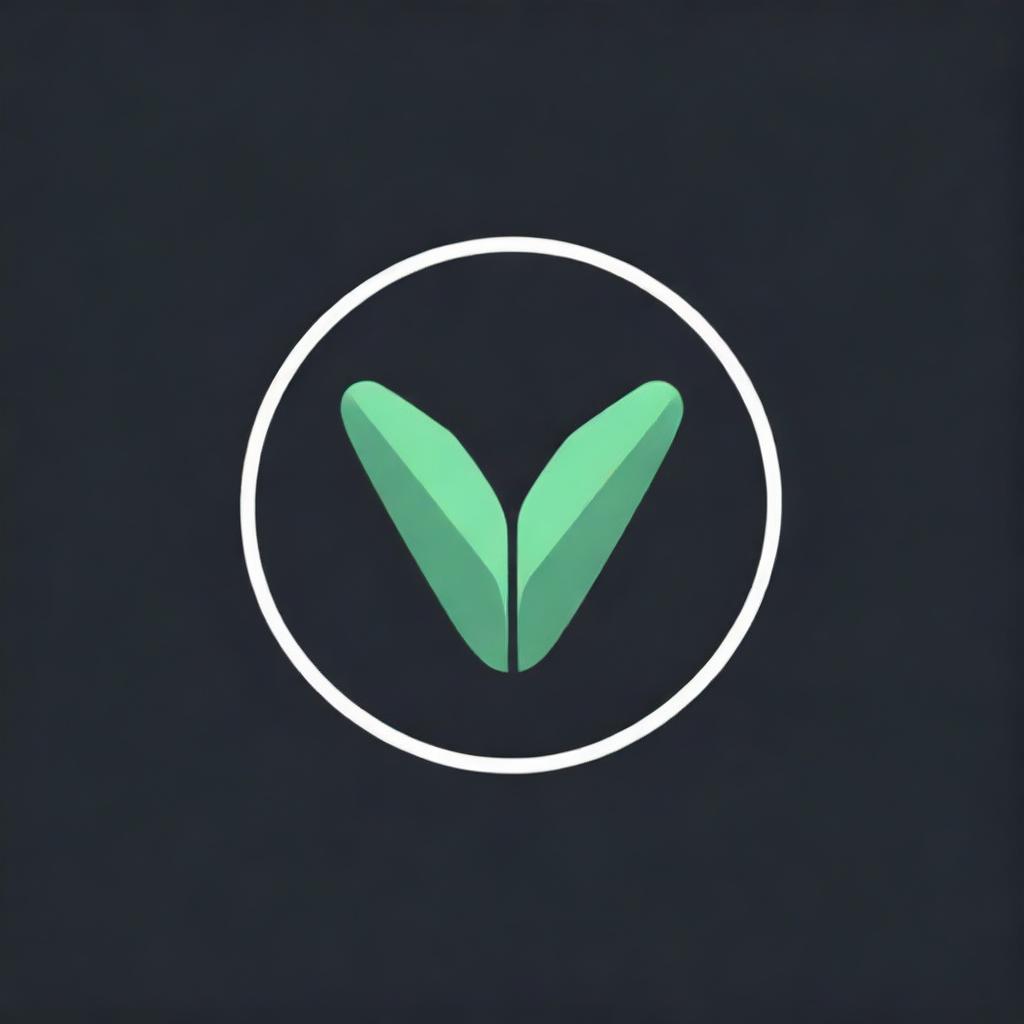 Create a striking gaming logo, featuring a bright green 'V' encased in a painted circle, set against a bold black background.